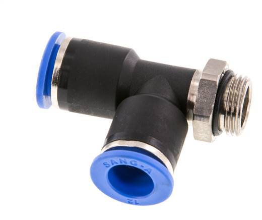 12mm x G3/8'' rechtwinkliges T-Stück Steckverschraubung mit Außengewinde Messing/PA 66 NBR drehbar