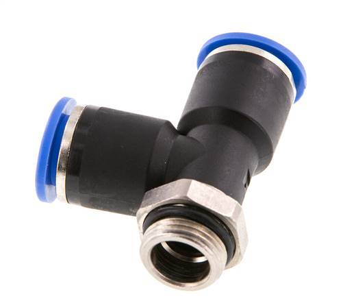12mm x G3/8'' rechtwinkliges T-Stück Steckverschraubung mit Außengewinde Messing/PA 66 NBR drehbar