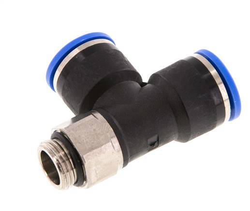 14mm x G3/8'' rechtwinkliges T-Stück Steckverschraubung mit Außengewinde Messing/PA 66 NBR drehbar