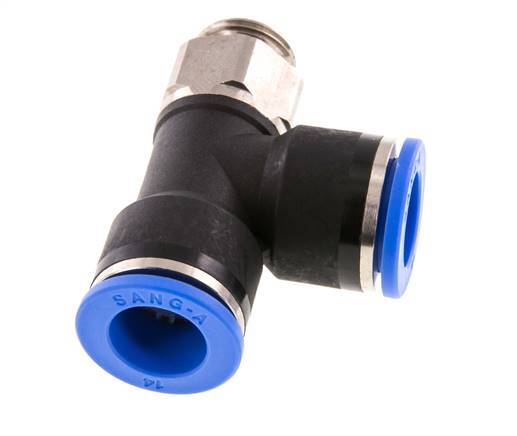 14mm x G3/8'' rechtwinkliges T-Stück Steckverschraubung mit Außengewinde Messing/PA 66 NBR drehbar