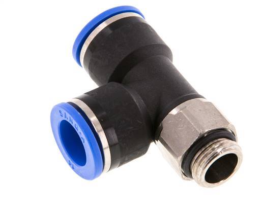14mm x G3/8'' rechtwinkliges T-Stück Steckverschraubung mit Außengewinde Messing/PA 66 NBR drehbar