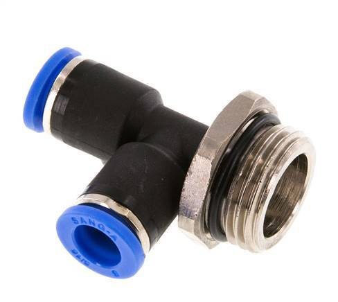 8mm x G1/2'' rechtwinkliges T-Stück Steckverschraubung mit Außengewinde Messing/PA 66 NBR drehbar