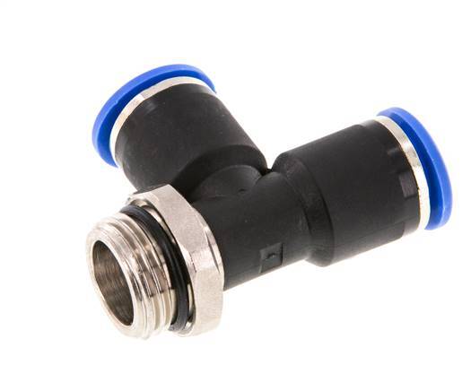 12mm x G1/2'' rechtwinkliges T-Stück Steckverschraubung mit Außengewinde Messing/PA 66 NBR drehbar