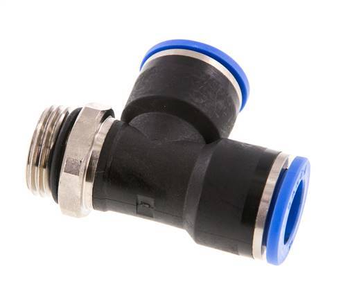 14mm x G1/2'' rechtwinkliges T-Stück Steckverschraubung mit Außengewinde Messing/PA 66 NBR drehbar