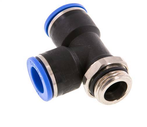 14mm x G1/2'' rechtwinkliges T-Stück Steckverschraubung mit Außengewinde Messing/PA 66 NBR drehbar