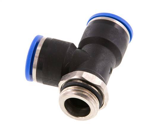 14mm x G1/2'' rechtwinkliges T-Stück Steckverschraubung mit Außengewinde Messing/PA 66 NBR drehbar
