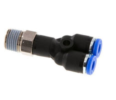 4mm x R1/8'' Y Push-in Fitting with Male Threads Brass/PA 66 NBR Rotatable [2 Pieces]