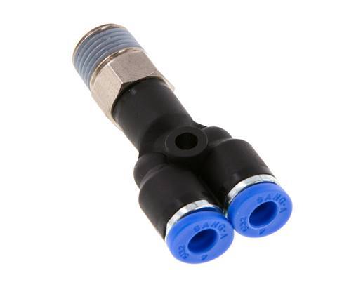 4mm x R1/8'' Y-Steckverschraubung mit Außengewinde Messing/PA 66 NBR drehbar [2 Stück]