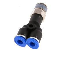 4mm x R1/8'' Y Push-in Fitting with Male Threads Brass/PA 66 NBR Rotatable [2 Pieces]