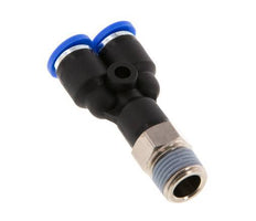 4mm x R1/8'' Y-Steckverschraubung mit Außengewinde Messing/PA 66 NBR drehbar [2 Stück]