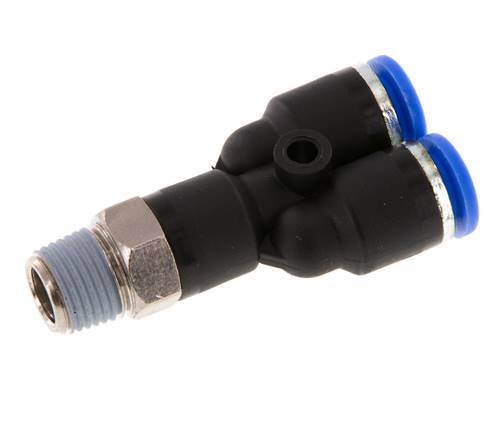 6mm x R1/8'' Y Push-in Fitting with Male Threads Brass/PA 66 NBR Rotatable [2 Pieces]