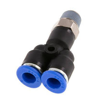 6mm x R1/8'' Y-Steckverschraubung mit Außengewinde Messing/PA 66 NBR drehbar [2 Stück]
