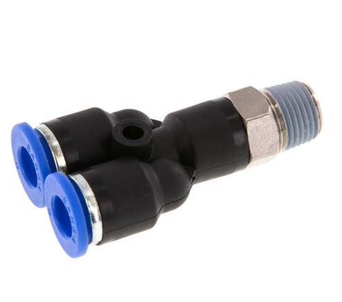 6mm x R1/8'' Y-Steckverschraubung mit Außengewinde Messing/PA 66 NBR drehbar [2 Stück]