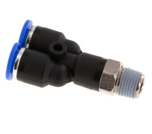6mm x R1/8'' Y-Steckverschraubung mit Außengewinde Messing/PA 66 NBR drehbar [2 Stück]