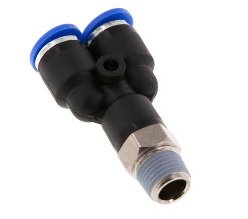 6mm x R1/8'' Y-Steckverschraubung mit Außengewinde Messing/PA 66 NBR drehbar [2 Stück]