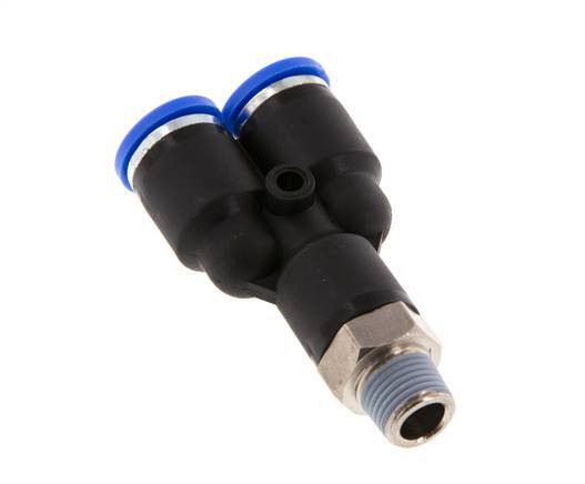 8mm x R1/8'' Y-Steckverschraubung mit Außengewinde Messing/PA 66 NBR drehbar [2 Stück]