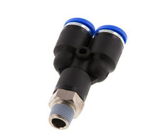 8mm x R1/8'' Y-Steckverschraubung mit Außengewinde Messing/PA 66 NBR drehbar [2 Stück]