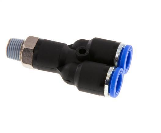 8mm x R1/8'' Y-Steckverschraubung mit Außengewinde Messing/PA 66 NBR drehbar [2 Stück]