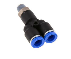 8mm x R1/8'' Y-Steckverschraubung mit Außengewinde Messing/PA 66 NBR drehbar [2 Stück]