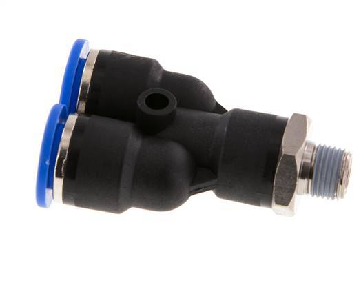 10mm x R1/8'' Y Push-in Fitting with Male Threads Brass/PA 66 NBR Rotatable