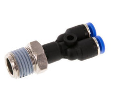 4mm x R1/4'' Y-Steckverschraubung mit Außengewinde Messing/PA 66 NBR drehbar [2 Stück]