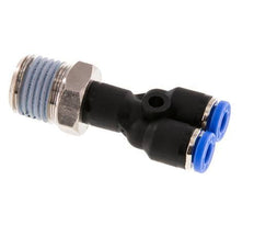 4mm x R1/4'' Y-Steckverschraubung mit Außengewinde Messing/PA 66 NBR drehbar [2 Stück]
