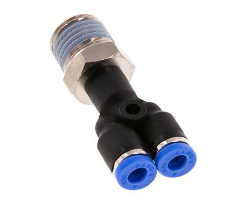 4mm x R1/4'' Y Push-in Fitting with Male Threads Brass/PA 66 NBR Rotatable [2 Pieces]