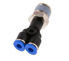 4mm x R1/4'' Y-Steckverschraubung mit Außengewinde Messing/PA 66 NBR drehbar [2 Stück]