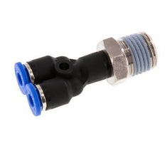 4mm x R1/4'' Y-Steckverschraubung mit Außengewinde Messing/PA 66 NBR drehbar [2 Stück]