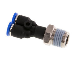 4mm x R1/4'' Y-Steckverschraubung mit Außengewinde Messing/PA 66 NBR drehbar [2 Stück]