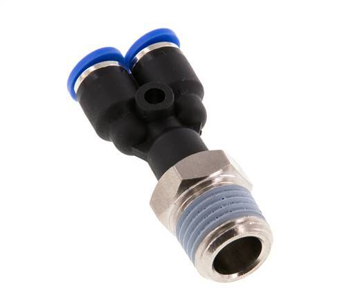 4mm x R1/4'' Y-Steckverschraubung mit Außengewinde Messing/PA 66 NBR drehbar [2 Stück]