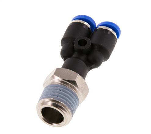 4mm x R1/4'' Y-Steckverschraubung mit Außengewinde Messing/PA 66 NBR drehbar [2 Stück]
