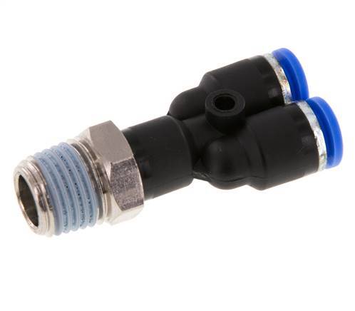 6mm x R1/4'' Y-Steckverschraubung mit Außengewinde Messing/PA 66 NBR drehbar [2 Stück]