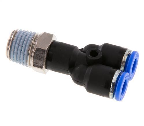 6mm x R1/4'' Y-Steckverschraubung mit Außengewinde Messing/PA 66 NBR drehbar [2 Stück]