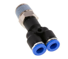 6mm x R1/4'' Y-Steckverschraubung mit Außengewinde Messing/PA 66 NBR drehbar [2 Stück]