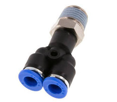 6mm x R1/4'' Y-Steckverschraubung mit Außengewinde Messing/PA 66 NBR drehbar [2 Stück]