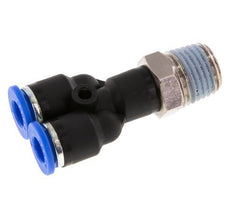 6mm x R1/4'' Y Push-in Fitting with Male Threads Brass/PA 66 NBR Rotatable [2 Pieces]