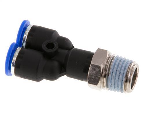 6mm x R1/4'' Y-Steckverschraubung mit Außengewinde Messing/PA 66 NBR drehbar [2 Stück]