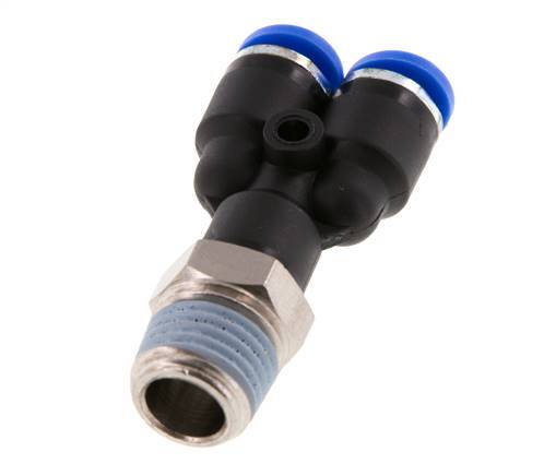 6mm x R1/4'' Y-Steckverschraubung mit Außengewinde Messing/PA 66 NBR drehbar [2 Stück]