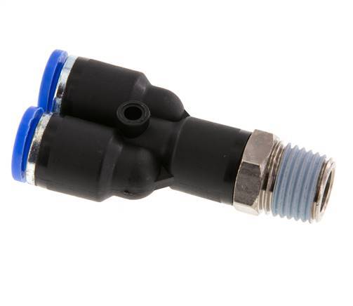8mm x R1/4'' Y-Steckverschraubung mit Außengewinde Messing/PA 66 NBR drehbar [2 Stück]
