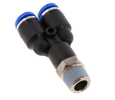 8mm x R1/4'' Y-Steckverschraubung mit Außengewinde Messing/PA 66 NBR drehbar [2 Stück]