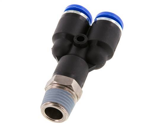 8mm x R1/4'' Y-Steckverschraubung mit Außengewinde Messing/PA 66 NBR drehbar [2 Stück]