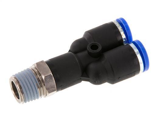 8mm x R1/4'' Y-Steckverschraubung mit Außengewinde Messing/PA 66 NBR drehbar [2 Stück]