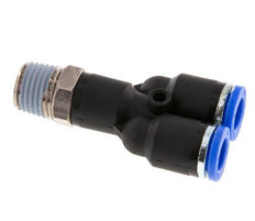 8mm x R1/4'' Y-Steckverschraubung mit Außengewinde Messing/PA 66 NBR drehbar [2 Stück]