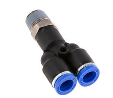 8mm x R1/4'' Y-Steckverschraubung mit Außengewinde Messing/PA 66 NBR drehbar [2 Stück]