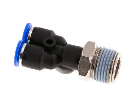 6mm x R3/8'' Y-Steckverschraubung mit Außengewinde Messing/PA 66 NBR drehbar [2 Stück]