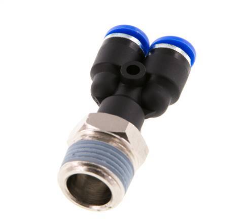 6mm x R3/8'' Y-Steckverschraubung mit Außengewinde Messing/PA 66 NBR drehbar [2 Stück]