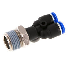 6mm x R3/8'' Y-Steckverschraubung mit Außengewinde Messing/PA 66 NBR drehbar [2 Stück]