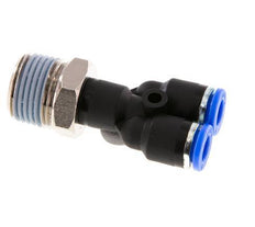6mm x R3/8'' Y-Steckverschraubung mit Außengewinde Messing/PA 66 NBR drehbar [2 Stück]