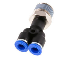 6mm x R3/8'' Y-Steckverschraubung mit Außengewinde Messing/PA 66 NBR drehbar [2 Stück]